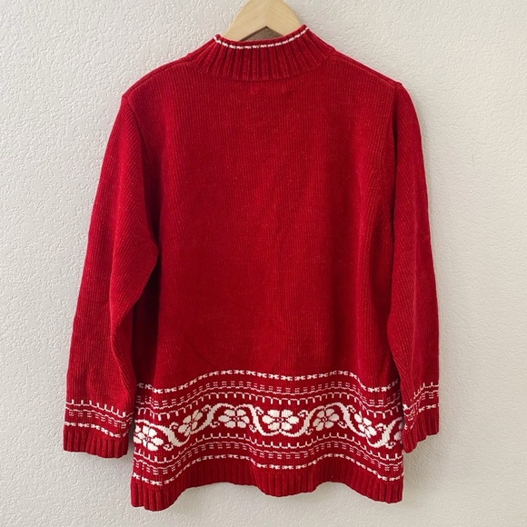 Vintage White Stag Sweater Size Large Red Holiday Christmas Turtleneck - Picture 4 of 5
